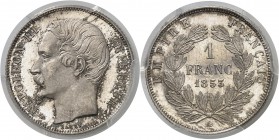 France Napoléon III (1852-1870) Epreuve en argent du 1 franc grosse tête - 1853 A Paris. Tranche lisse - Revers à la couronne d’olivier. D’une qualité...