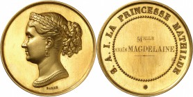 France Napoléon III (1852-1870) Médaille en or de la Princesse Mathilde Bonaparte (1820-1904) - Non daté - A. D. Barre. Attribuée à Mlle Anaïs Magdela...