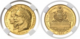 France Napoléon III (1852-1870) Médaille en or de l’Exposition Maritime Internationale du Havre - 1868 - C. Trotin. Napoléon III et son fils Napoléon ...