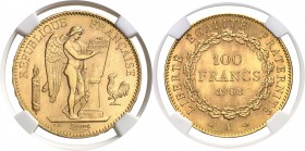 France IIIème République (1871-1940) 100 francs or Génie - 1908 A Paris. Année rare dans cette qualité. 32.25g - Fr. 590 Pratiquement FDC - NGC MS 64...