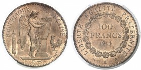 France IIIème République (1871-1940) Essai en bronze-aluminium du 100 francs or Génie - 1914 A Paris. D’une grande rareté - Quelques exemplaires connu...