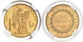 France IIIème République (1871-1940) 50 francs or Génie - 1904 A Paris. D’une insigne rareté en GEM. 16.12g - Fr. 591 FDC - NGC MS 65