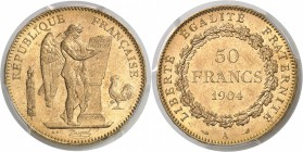 France IIIème République (1871-1940) 50 francs or Génie - 1904 A Paris. Qualité remarquable. 16.12g - Fr. 591 Pratiquement FDC - PCGS MS 63