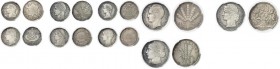 France IIIème République (1871-1940) Série des 9 essais en bronze-aluminium argenté du 100 francs or - Concours 1929. Delamarre, Dropsy, Guilbert, La ...