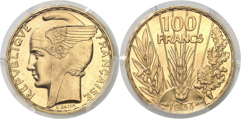 France IIIème République (1871-1940) 100 francs or Bazor - 1933. Rarissime et d’...