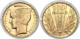 France IIIème République (1871-1940) 100 francs or Bazor - 1933. Rarissime et d’une qualité exceptionnelle, le seul exemplaire en GEM. Le plus bel exe...
