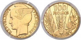 France IIIème République (1871-1940) Epreuve en or sur flan bruni du 100 francs Bazor - 1935. Très rare. 6.55g - Fr. manque Flan Bruni - PCGS PR 63 CA...