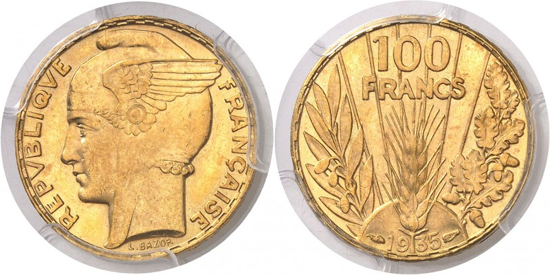 France IIIème République (1871-1940) 100 francs or Bazor - 1935. Rare dans cette...