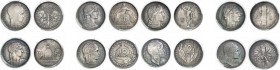 France IIIème République (1871-1940) Série des 8 essais en bronze-aluminium argenté du 10 francs argent Concours 1929. Bazor, Benard, Delannoy, Guzman...