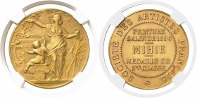 France IIIème République (1871-1940) Médaille en or - 1898 - J.-B. Daniel-Dupuis. Prix de peinture de 3ème classe décerné à Mihie par la Société des a...