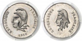 France Vème République (1959 à nos jours) Epreuve double effigie en nickel du 1 franc (module) - R. Joly - 1966. Rarissime - Moins de 10 exemplaires c...