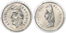 France Vème République (1959 à nos jours) Epreuve double effigie en nickel du 1 franc (module) - R. Joly - Non daté (1966). Rarissime - Moins de 10 ex...