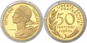 France Vème République (1959 à nos jours) Piéfort en or du 50 centimes Lagriffoul - 1962. D’une insigne rareté. 20 exemplaires - Seule année pour le t...