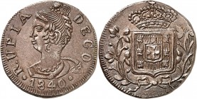 Indes Portugaises Marie II (1834-1853) 1 roupie - 1840 Goa. Rarissime dans cette qualité. 11.8g - KM 269 Superbe à FDC - NGC MS 61
