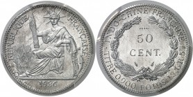 Indochine Essai en aluminium de la 50 cent. - 1936 Paris. D’une grande rareté. Lec. 262 (2014) Frappe d’Epreuve - PCGS SP 65