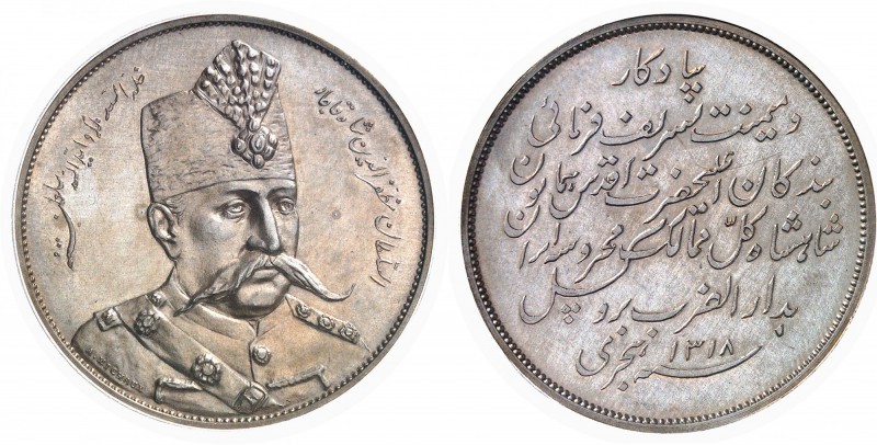 Iran Muzaffar al-Din Shah (1313-1324 AH / 1896-1907) Epreuve en bronze patiné du...