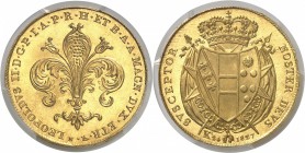 Italie - Toscane Léopold II de Lorraine (1824-1859) 80 fiorini or - 1827. Les monnaies du début du XIXème siècle sont incroyablement rares en MS 67, d...