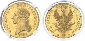 Italie - Sardaigne Victor-Amédée III (1773-1796) 5 doppie or - 1786 Turin. D’une qualité hors norme. Le plus bel exemplaire gradé. 45.56g - Fr. 1118 P...
