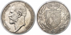 Liechtenstein Jean II (1858-1929) 5 couronnes - 1900. Année rare - 5000 exemplaires. 24.0g - KM 4 Pratiquement FDC - PCGS MS 64