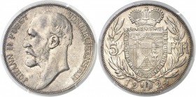 Liechtenstein Jean II (1858-1929) 5 francs - 1924. Type rare. 25.0g - KM 10 Superbe - PCGS AU 58