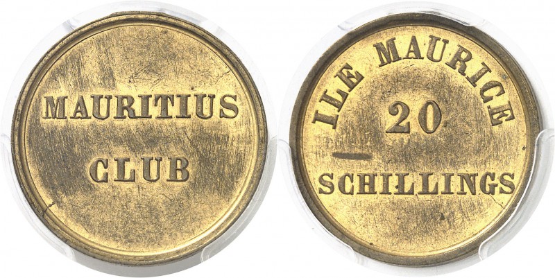 Maurice (île) 20 schillings Mauritius Club - Non daté (1830-1837). D’une insigne...