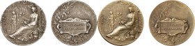 Maurice (île) Paire de médailles en argent et bronze - Non daté (vers 1900). Société horticole de l’île Maurice. Poinçons : Corne d’abondance et ARGEN...