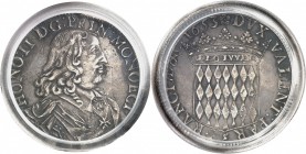 Monaco Honoré II (1604-1662) Ecu de 60 sols - 1653. Rose et petit S. Exemplaire d’une qualité remarquable. Le plus bel exemplaire gradé. 27.0g - KM 23...