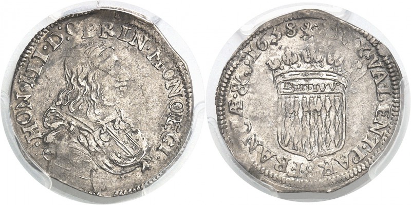 Monaco Honoré II (1604-1662) 1/12ème d’écu - 1658. Rare dans cette qualité. Le p...