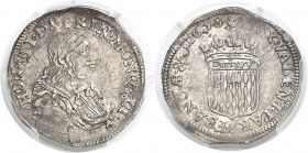 Monaco Honoré II (1604-1662) 1/12ème d’écu - 1658. Rare dans cette qualité. Le plus bel exemplaire gradé. 2.15g - KM 25 Superbe - PCGS AU 55