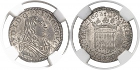 Monaco Louis Ier (1662-1701) 1/12ème d’écu - 1663. Rarissime dans cette qualité exceptionnelle. Le plus bel exemplaire gradé. 2.15g - KM 36 Superbe à ...