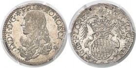 Monaco Louis Ier (1662-1701) 1/12ème d’écu - 1666/5. D’une qualité remarquable. Le seul exemplaire gradé. Semble inédit. 2.15g - KM manque cf. 40 Supe...