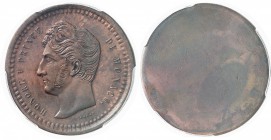 Monaco Honoré V (1819-1841) Epreuve uniface en bronze de l’avers du décime - 1838 MC. Quelques exemplaires connus. KM TS 7 Frappe d’Epreuve - PCGS SP ...