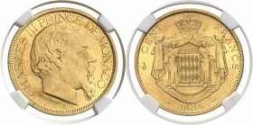 Monaco Charles III (1856-1889) 100 francs or - 1884 A Paris. Très rare dans cette qualité. 32.25g - Fr. 11 Pratiquement FDC - NGC MS 64