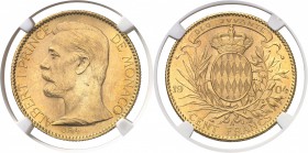 Monaco Albert Ier (1889-1922) 100 francs or - 1904 A Paris. D’une qualité remarquable. 32.25g - Fr. 13 FDC - NGC MS 64+