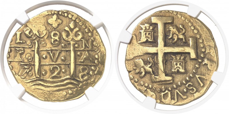 Pérou Philippe V (1700-1746) 8 escudos or - 1728 LN Lima. Rarissime et magnifiqu...