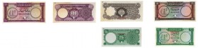 Qatar & Dubaï Spécimens filigranés des 100, 50 et 25 riyals - Non daté (c. 1960) - Série A/1 000000 - Essais de couleurs. 100 ryals, violet sur multic...