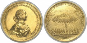 Russie Pierre Ier (1689-1725) Médaille en or - Non signé - 1714. Commémore la victoire sur les suédois lors de la bataille navale de Gangut (Finlande)...