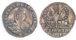 Russie Elisabeth Petrovna (1741-1761) 1/3 de thaler - 1761 Koenigsberg. Rare et magnifique exemplaire. 7.79g - KM 48 Superbe - PCGS AU 50