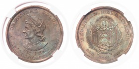Salvador (République caféière - 1876-1931) Epreuve en cuivre sur flan bruni du 1 peso argent - 1893 CAM San Salvador. Tranche striée - Frappe médaille...