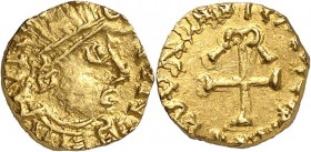 Suisse Sion Mundericus monétaire - (c. 600). Tremissis ou Triens d’or. AV. : MVNDERICVSMVNE RV. : SEDVNINSIVM CIVITA Rarissime. 1.12g - HMZ 1.103 - Be...