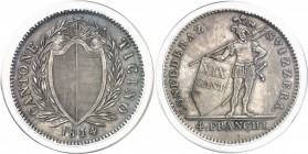 Suisse Canton du Tessin. 4 francs - 1814 Berne. Très rare. KM 6 Superbe - PCGS AU 53