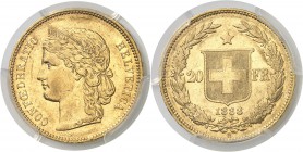 Suisse Confédération Suisse (1848 à nos jours) 20 francs or - 1888 B Berne. Très rare et magnifique exemplaire. 6.45g - Fr. 497 Superbe - PCGS AU 58...