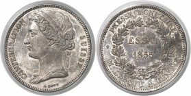 Suisse Confédération Suisse (1848 à nos jours) Essai-Piéfort en argent du 5 francs (module) 1855 - A. Bovy. Tranche lisse - Frappe monnaie. D’une gran...