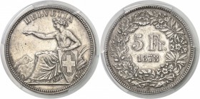 Suisse Confédération Suisse (1848 à nos jours) 5 francs - 1873 B Berne. Très rare. Léger et ancien nettoyage. 25.0g - KM 11 Superbe - PCGS AU Detail (...