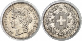 Suisse Confédération Suisse (1848 à nos jours) 5 francs - 1916 B Berne. Très rare. Léger et ancien nettoyage. 25.0g - KM 34 Superbe - PCGS AU Detail (...