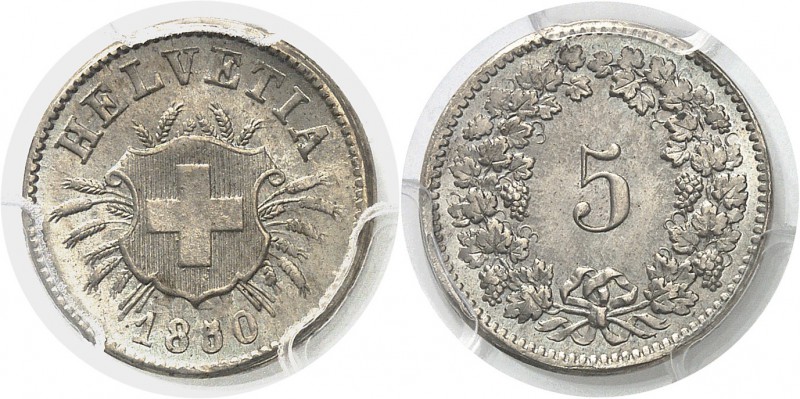 Suisse Confédération Suisse (1848 à nos jours) 5 centimes 1850 - Sans lettre d’a...