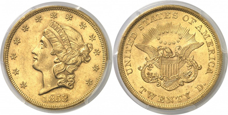 USA République fédérale (1789 à nos jours) 20 dollars or - 1853 Philadelphie. Ma...