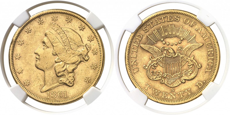 USA République fédérale (1789 à nos jours) 20 dollars or - 1861 S San Francisco....