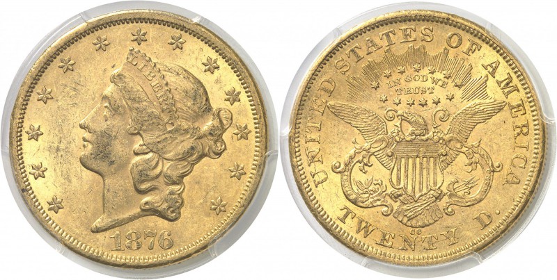 USA République fédérale (1789 à nos jours) 20 dollars or - 1876 CC Carson City. ...