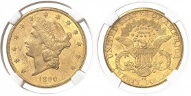 USA République fédérale (1789 à nos jours) 20 dollars or - 1890 CC Carson City. 33.43g - Fr. 179 Superbe - NGC AU 55